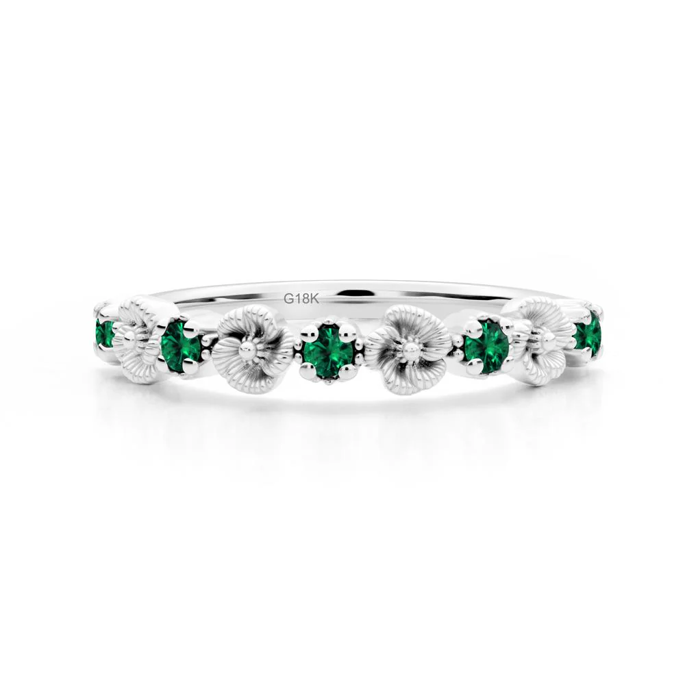 Floral Emerald Wedding Ring - Image 7