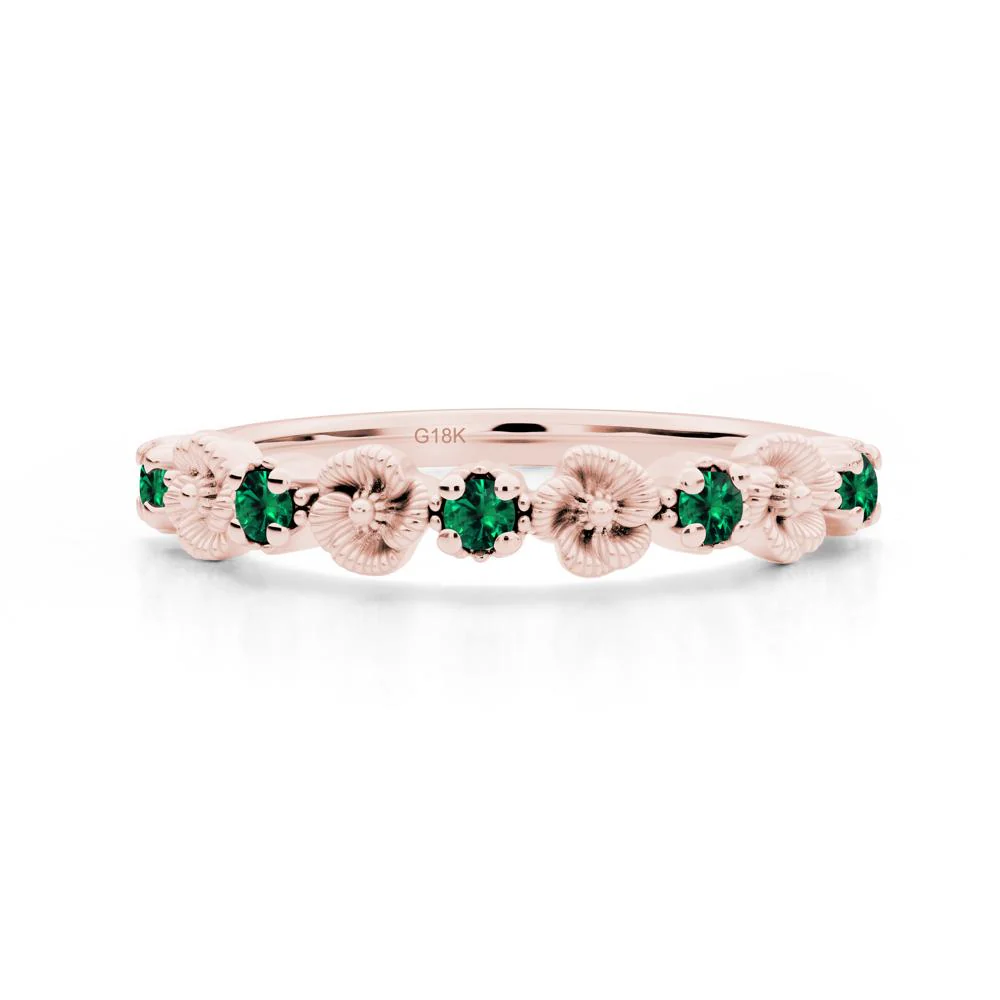 Floral Emerald Wedding Ring - Image 9