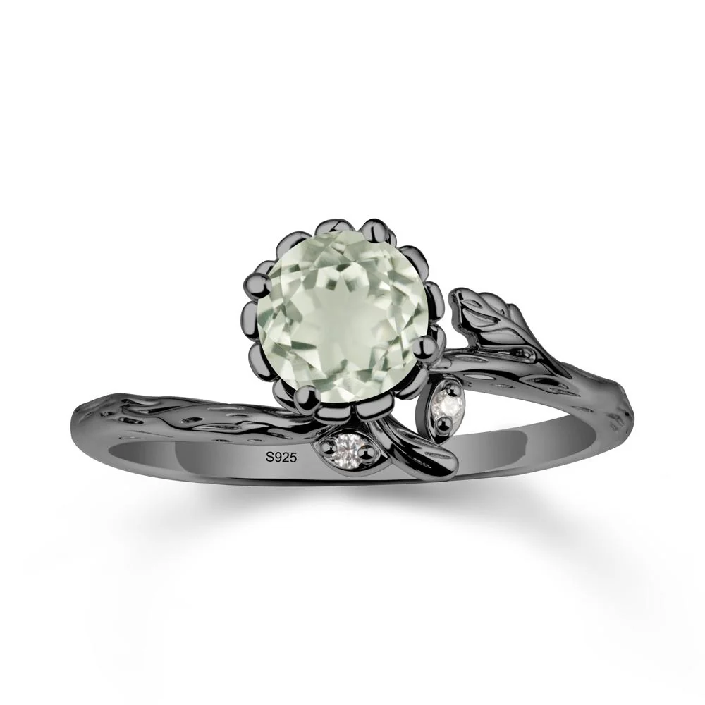 Floral Green Amethyst Ring with Leaf - Image 7