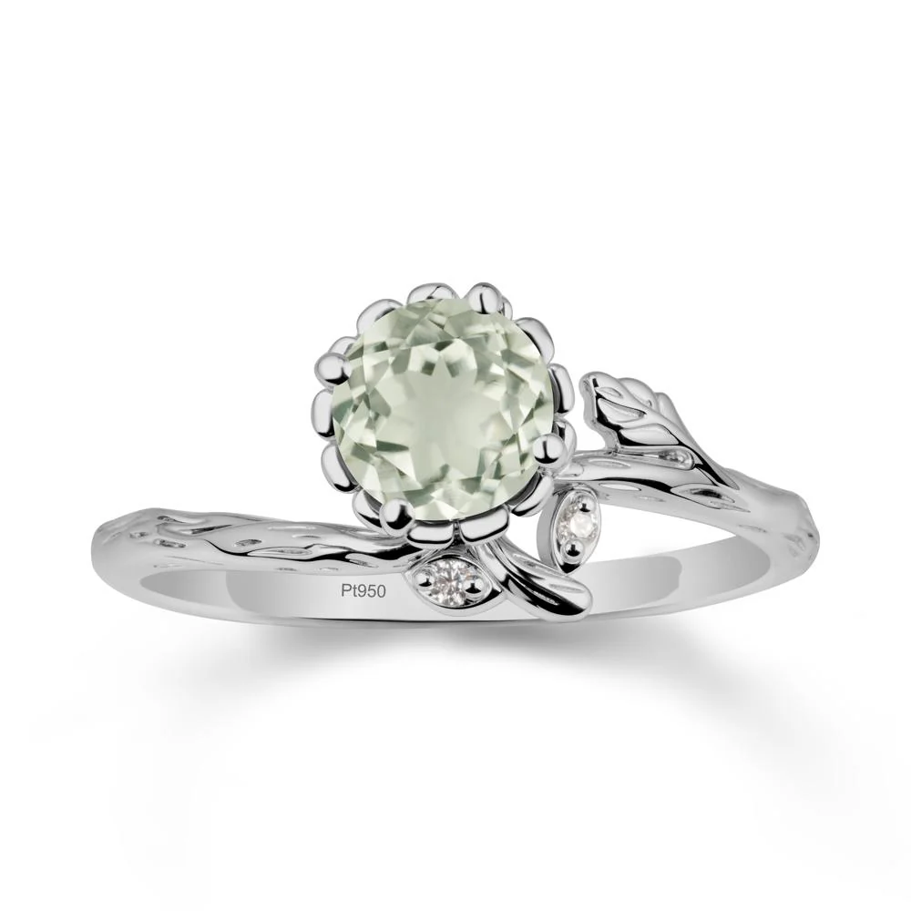 Floral Green Amethyst Ring with Leaf - Image 8