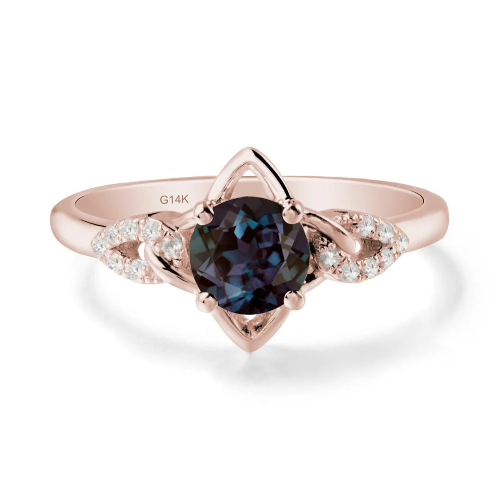 Floral Inspired Alexandrite Ring with Leaves - Image 2