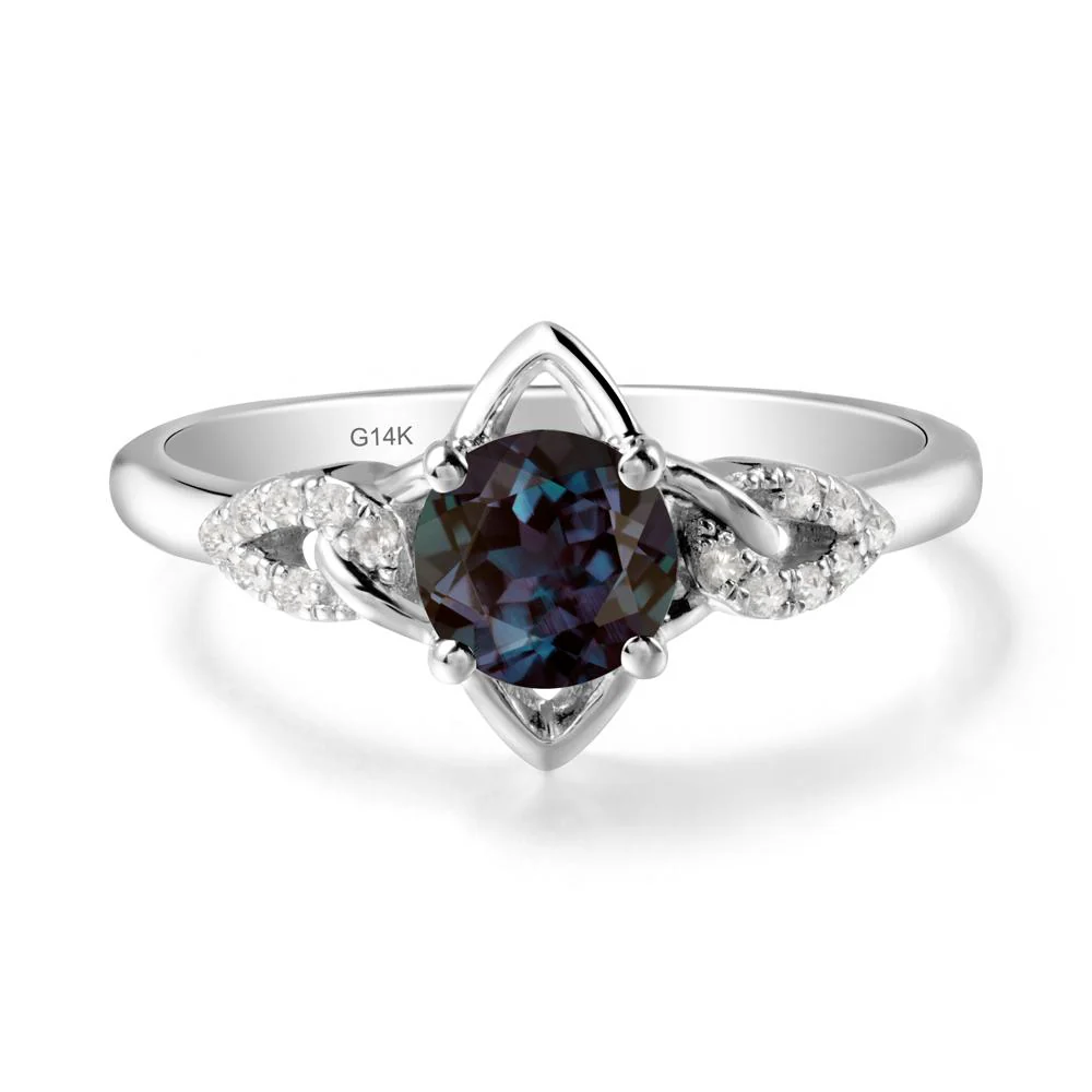 Floral Inspired Alexandrite Ring with Leaves - Image 3