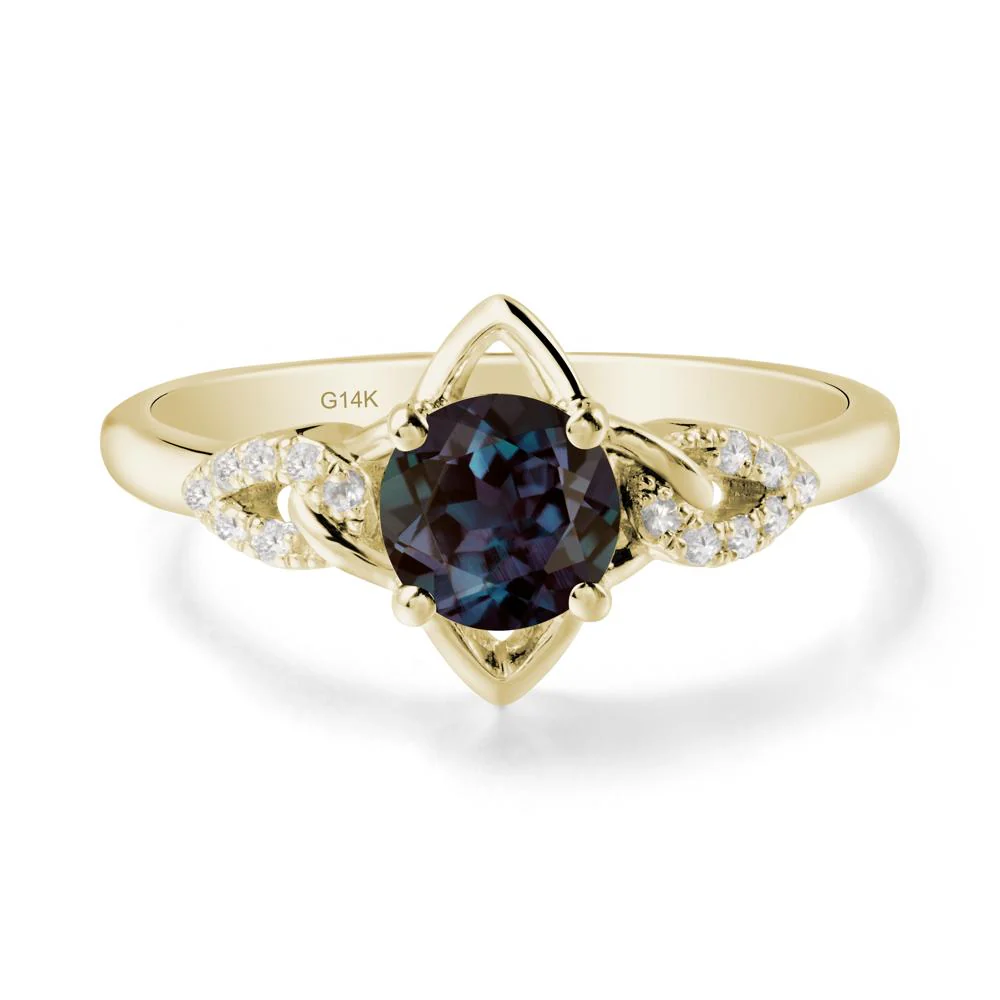 Floral Inspired Alexandrite Ring with Leaves - Image 4