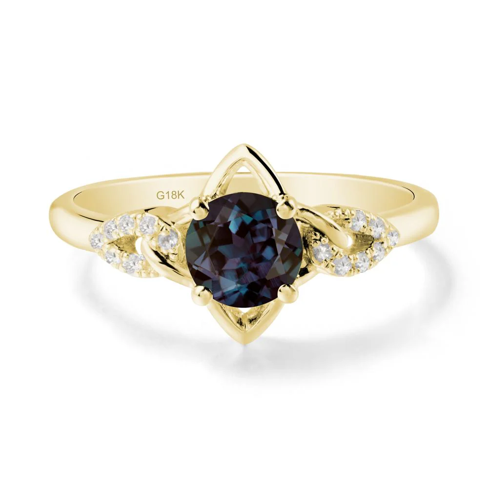 Floral Inspired Alexandrite Ring with Leaves - Image 7