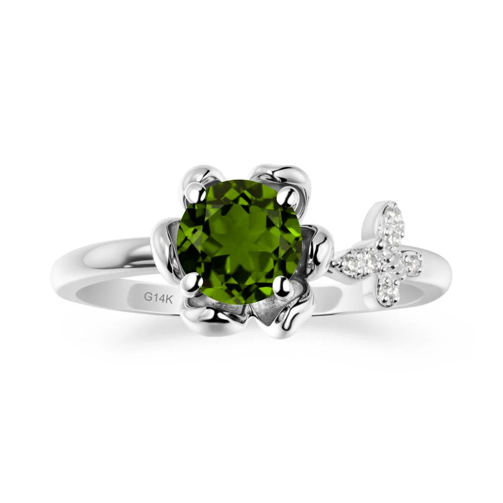 Floral Inspired Diopside Ring with Butterfly