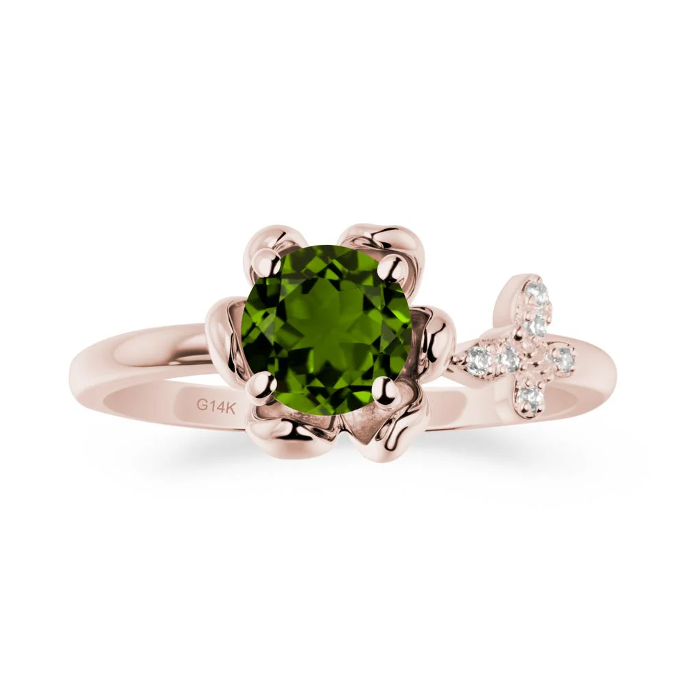 Floral Inspired Diopside Ring with Butterfly - Image 2