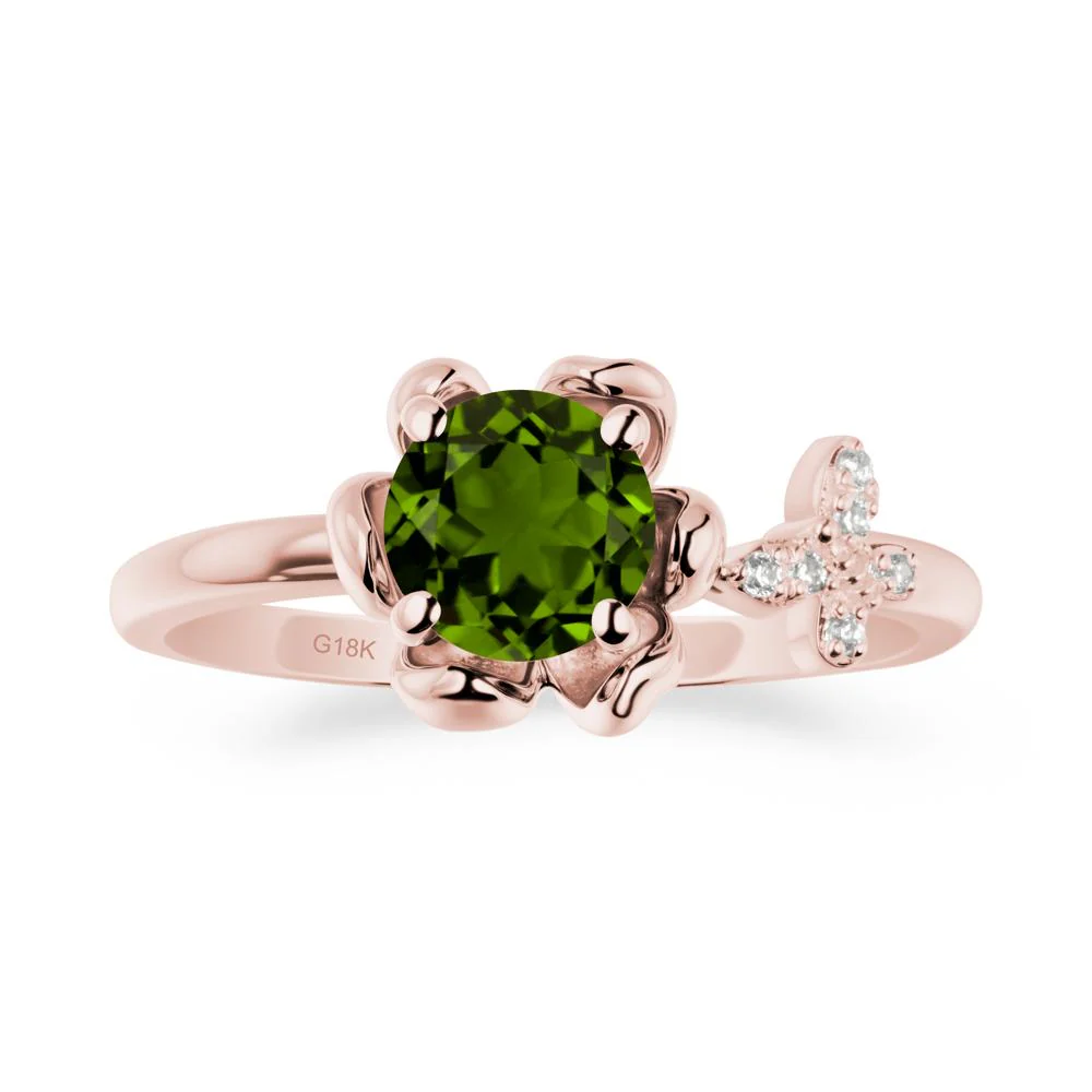 Floral Inspired Diopside Ring with Butterfly - Image 4