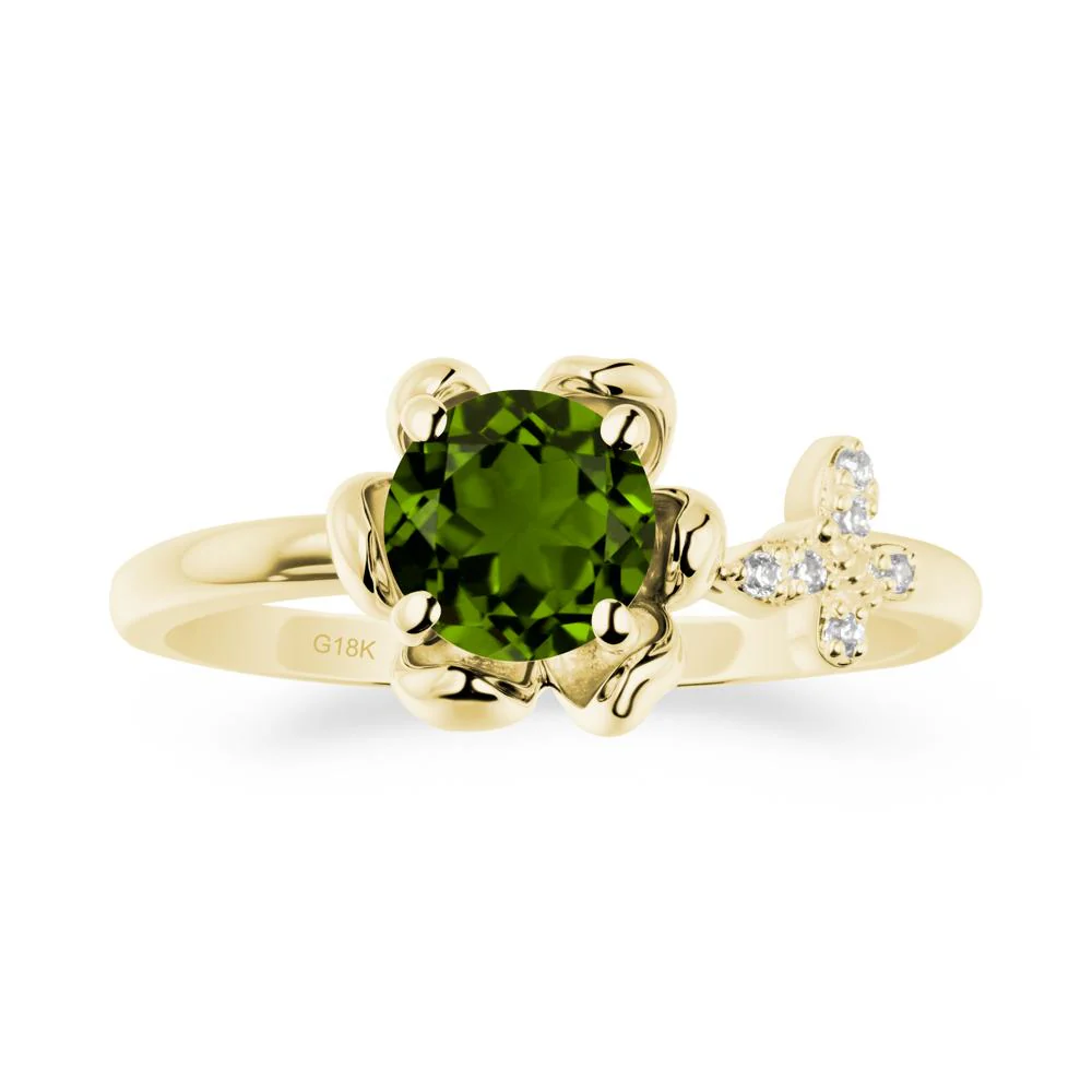 Floral Inspired Diopside Ring with Butterfly - Image 6