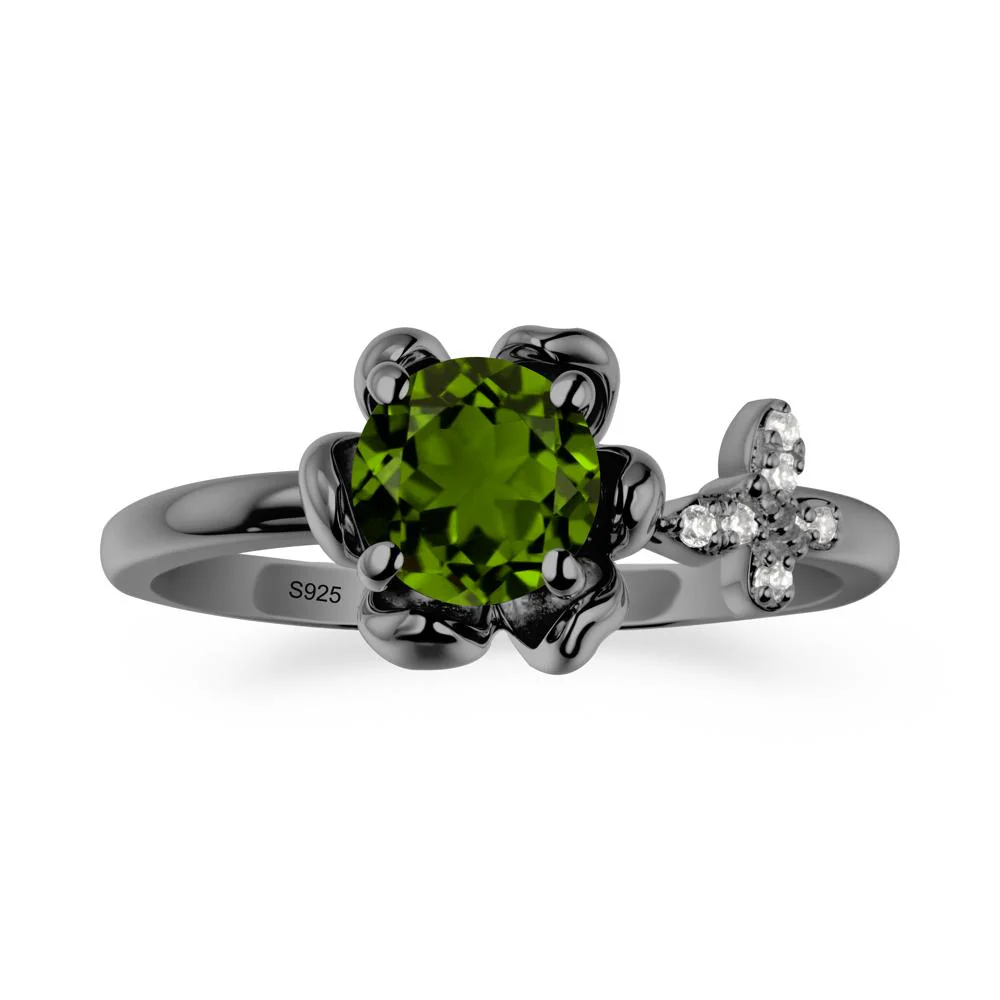 Floral Inspired Diopside Ring with Butterfly - Image 7