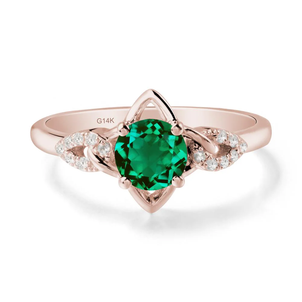 Floral Inspired Emerald Ring with Leaves