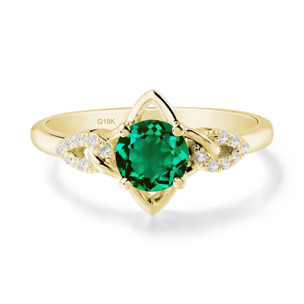 Floral Inspired Emerald Ring with Leaves - Image 6