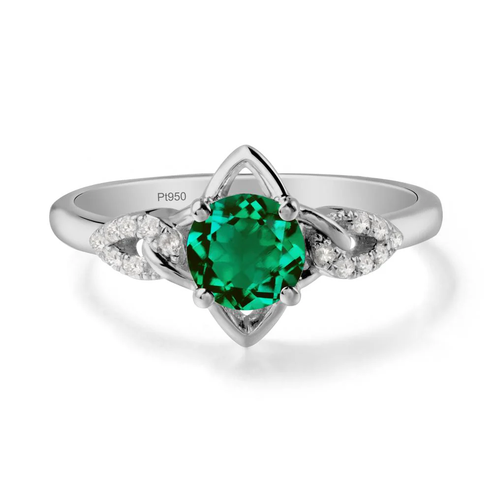 Floral Inspired Emerald Ring with Leaves - Image 8
