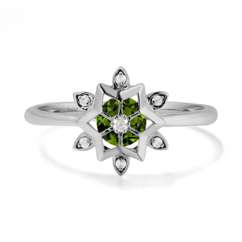 Floral Inspired Engagement Diopside Ring