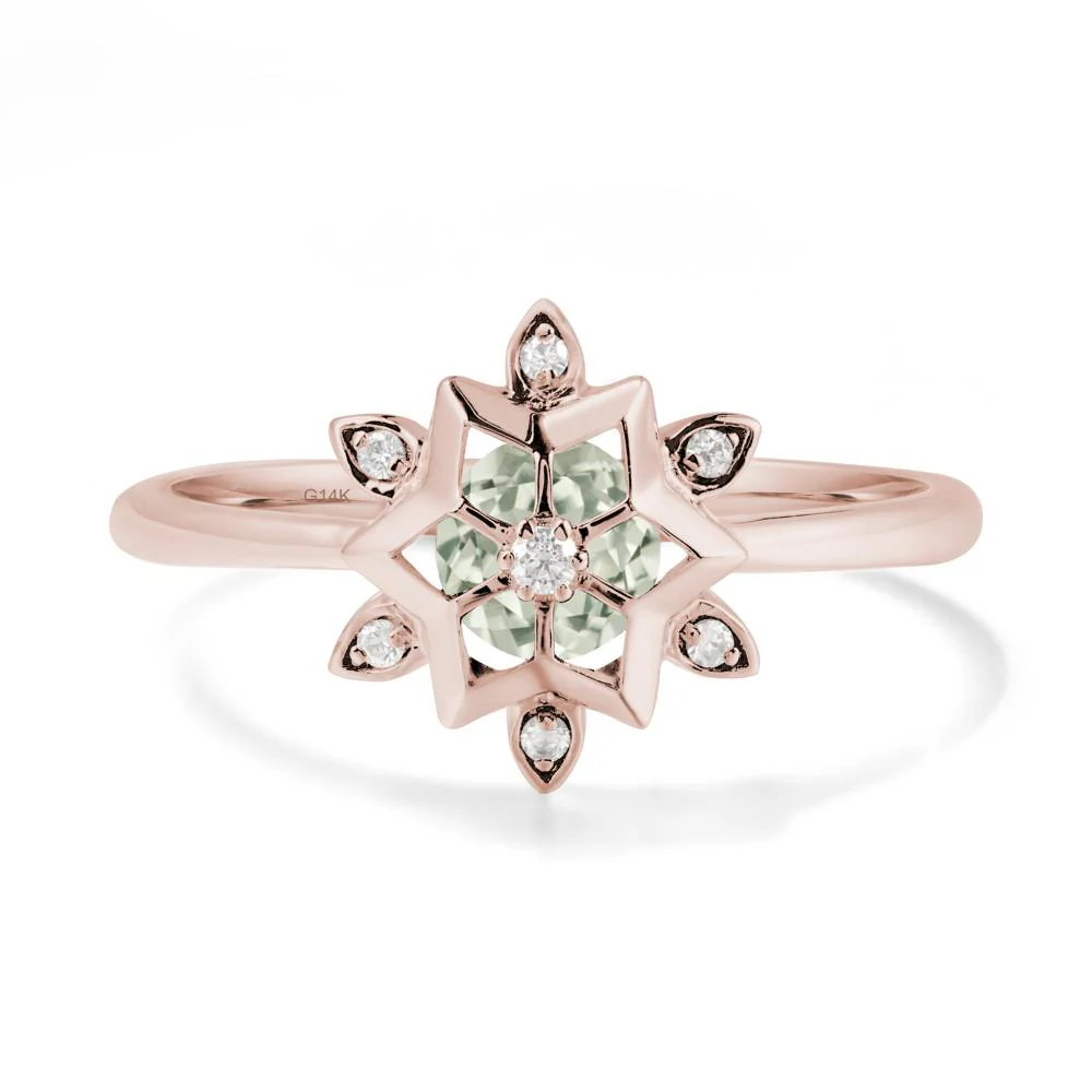 Floral Inspired Engagement Green Amethyst Ring - Image 2