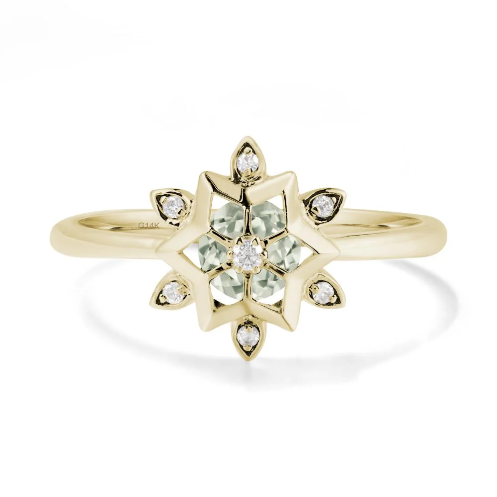 Floral Inspired Engagement Green Amethyst Ring - Image 3