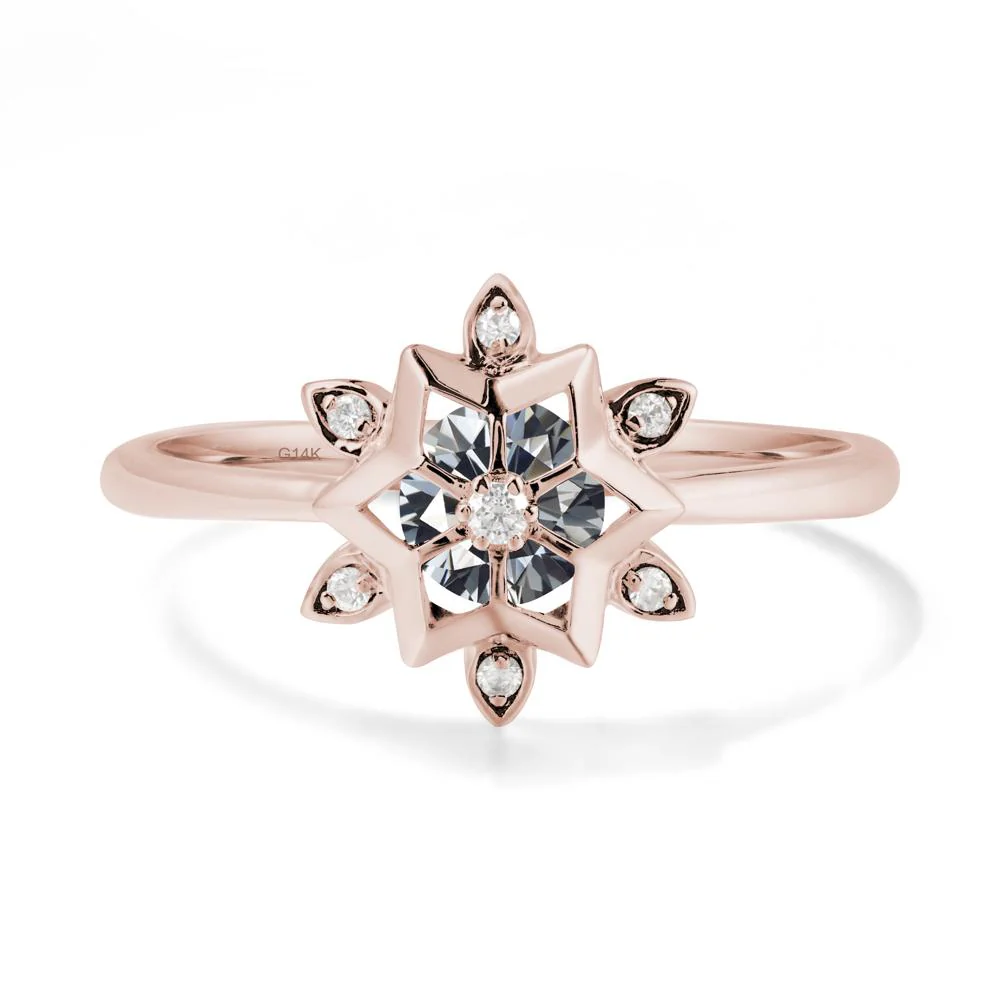 Floral Inspired Engagement Grey Moissanite Ring - Image 2