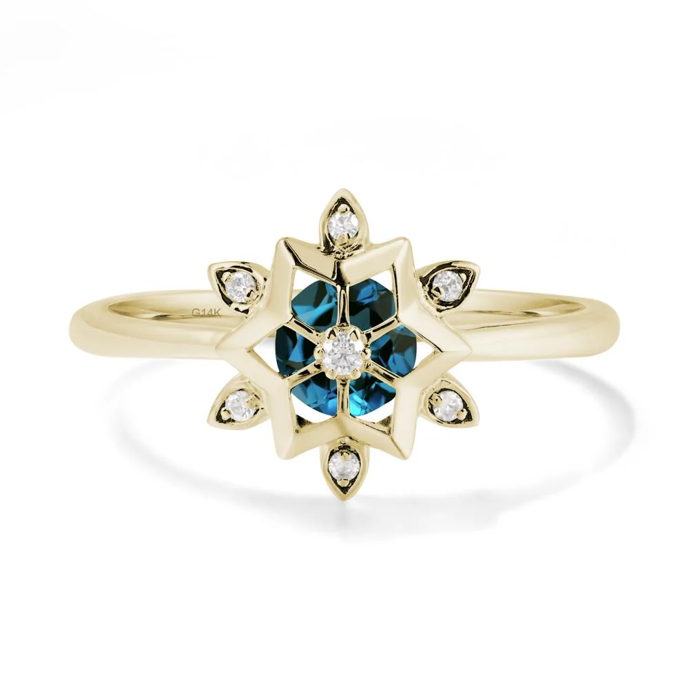 Floral Inspired Engagement London Blue Topaz Ring - Image 3