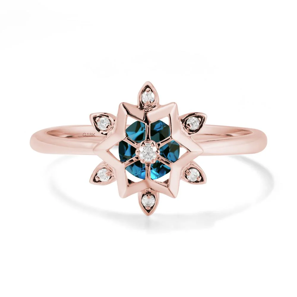 Floral Inspired Engagement London Blue Topaz Ring - Image 4