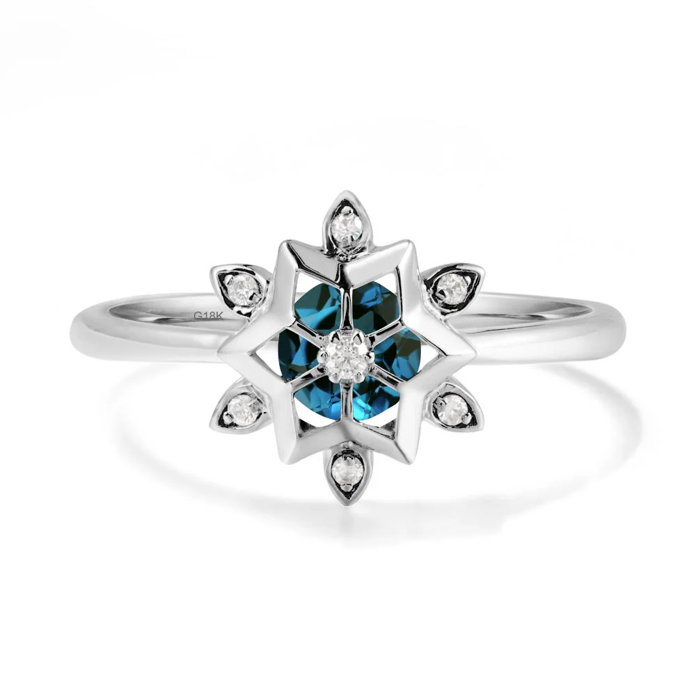 Floral Inspired Engagement London Blue Topaz Ring - Image 5