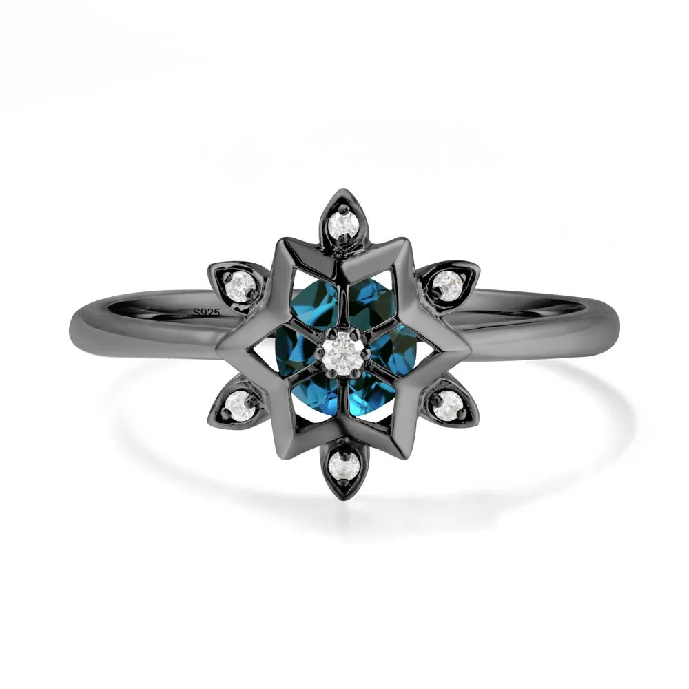 Floral Inspired Engagement London Blue Topaz Ring - Image 7