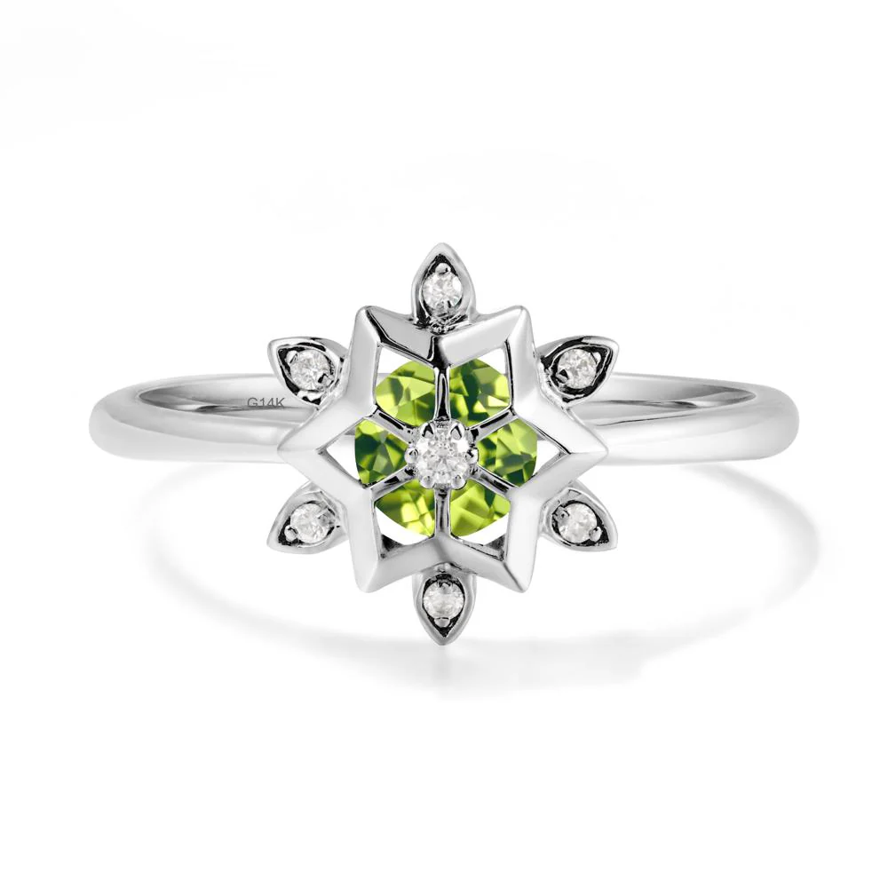 Floral Inspired Engagement Peridot Ring