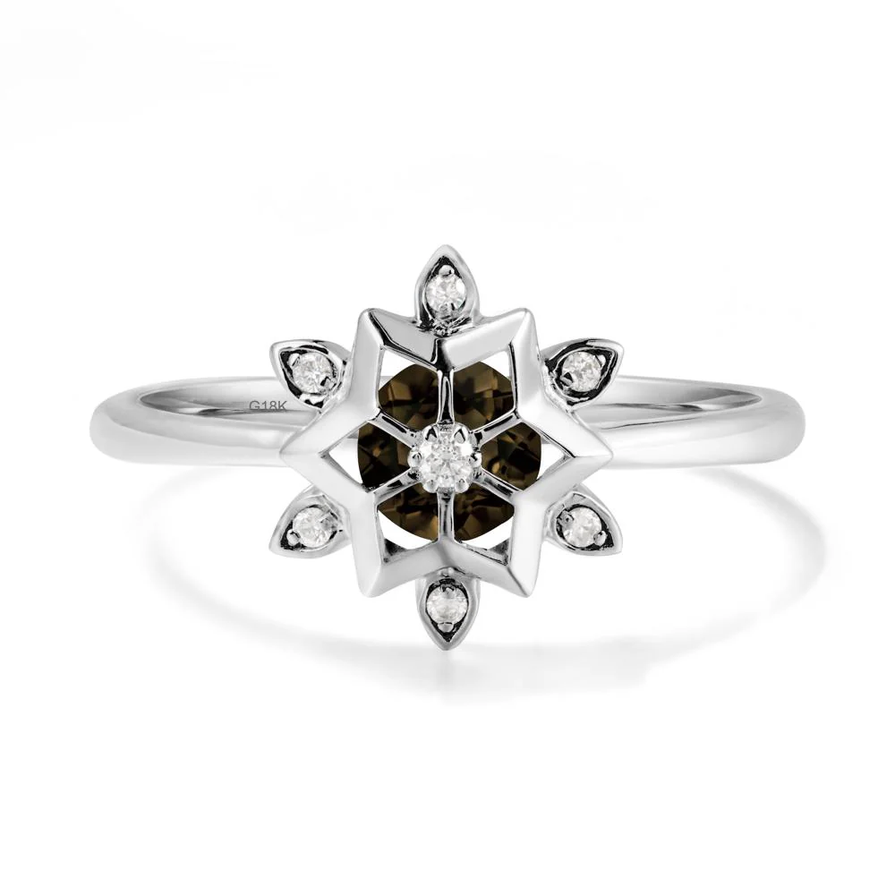 Floral Inspired Engagement Smoky Quartz Ring - Image 5