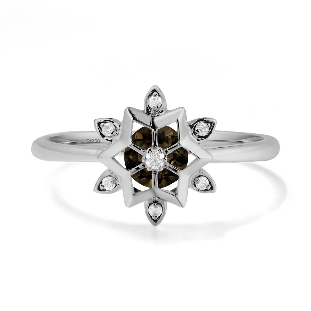 Floral Inspired Engagement Smoky Quartz Ring - Image 8