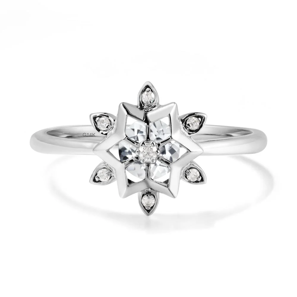 Floral Inspired Engagement White Topaz Ring