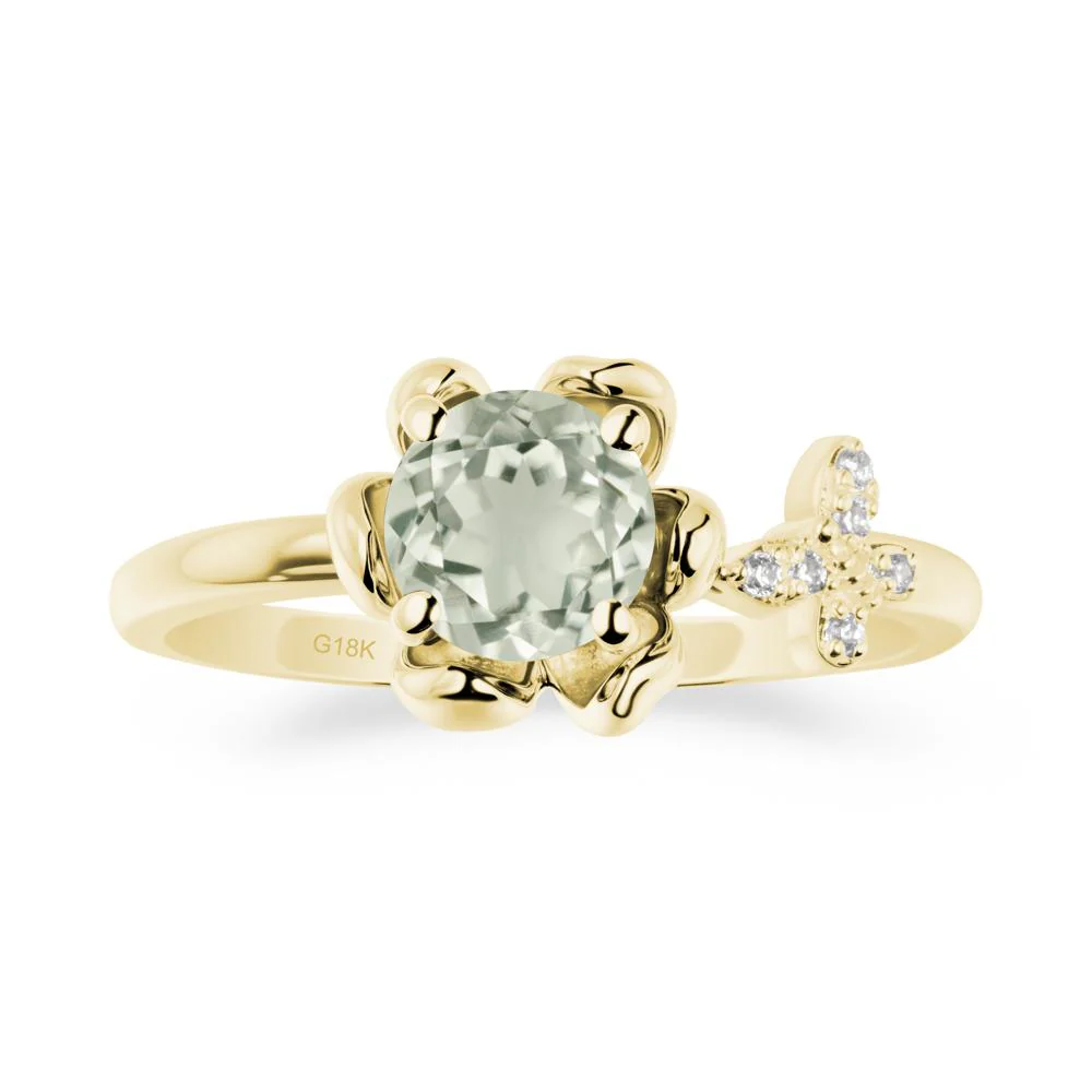 Floral Inspired Green Amethyst Ring with Butterfly - Image 7
