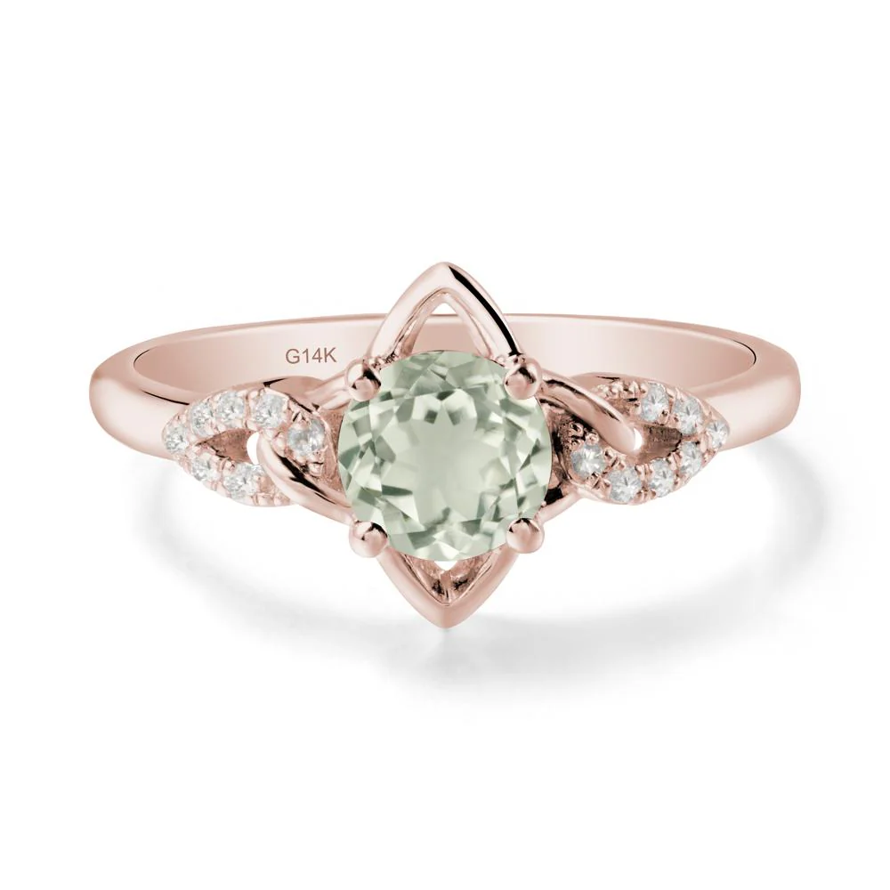 Round Green Amethyst Ring with Celtic Knot - Image 2