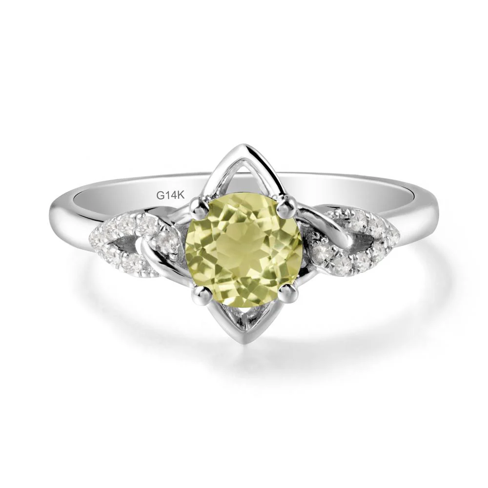 Floral Inspired Lemon Quartz Ring with Leaves - Image 3