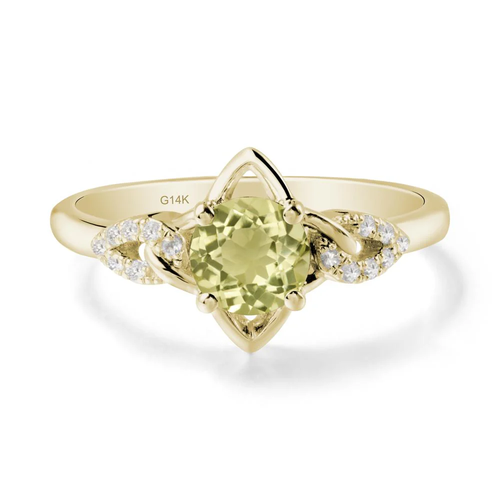 Floral Inspired Lemon Quartz Ring with Leaves - Image 4