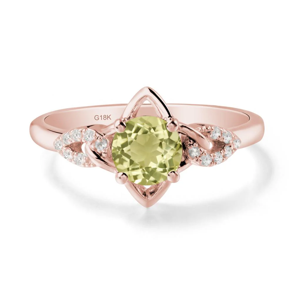Floral Inspired Lemon Quartz Ring with Leaves - Image 5