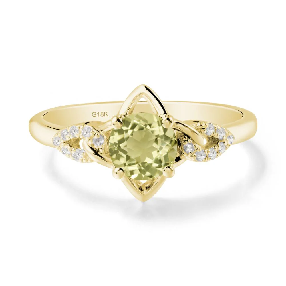 Floral Inspired Lemon Quartz Ring with Leaves - Image 7