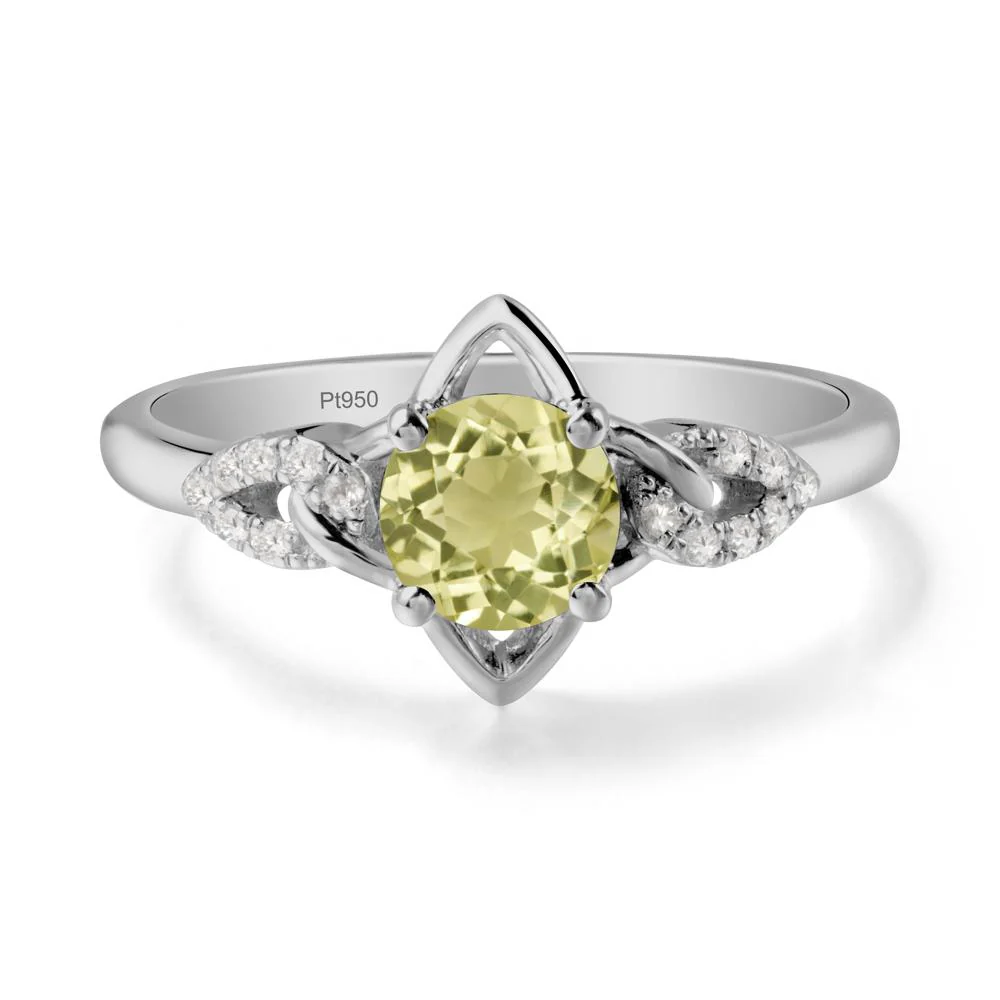 Floral Inspired Lemon Quartz Ring with Leaves - Image 8