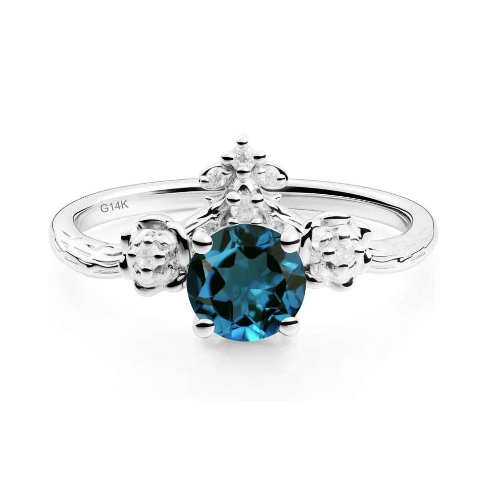 Floral Inspired London Blue Topaz Statement Ring