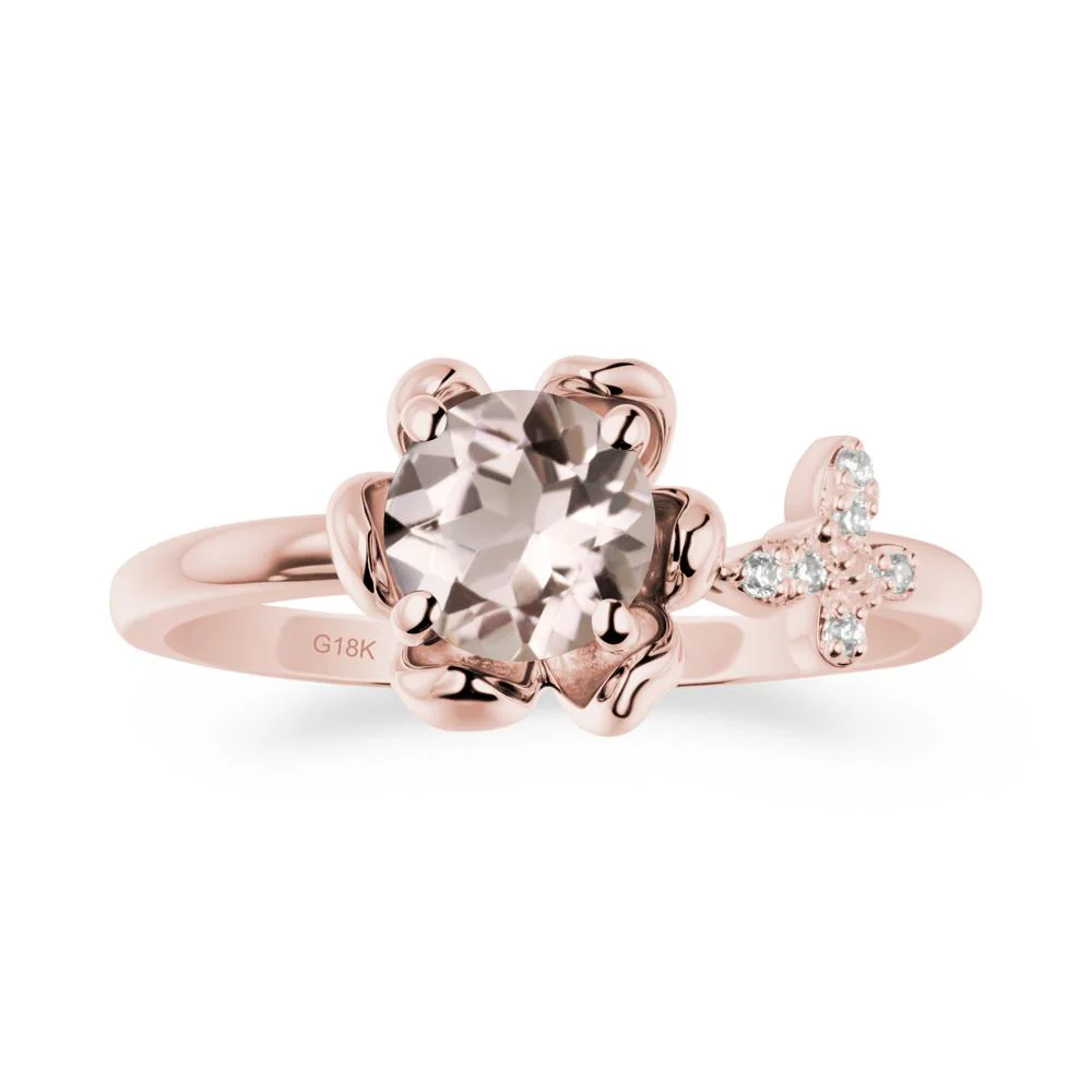 Floral Inspired Morganite Ring with Butterfly - Image 4