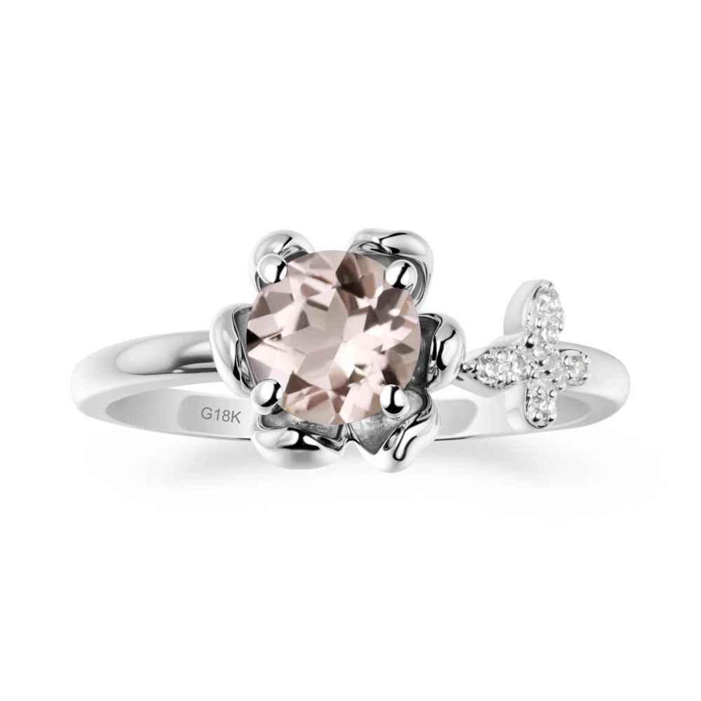Floral Inspired Morganite Ring with Butterfly - Image 5