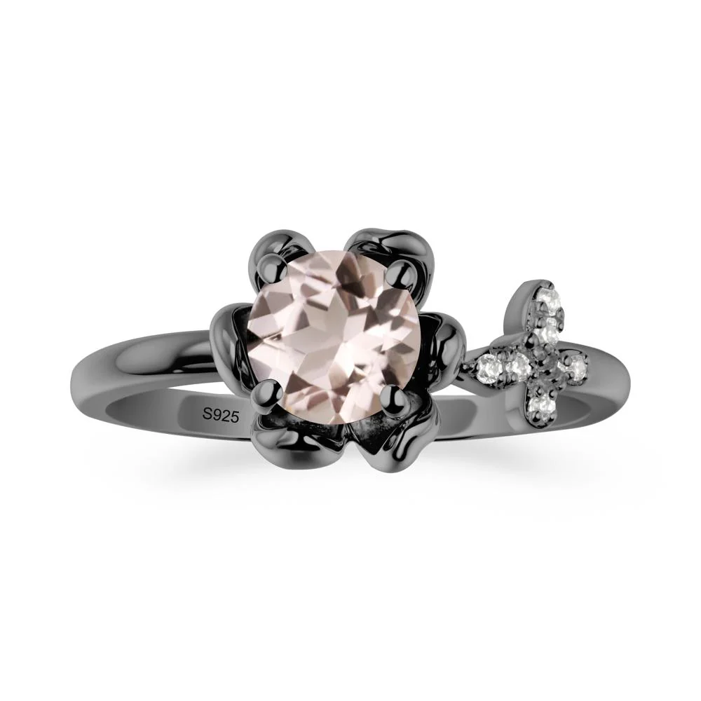 Floral Inspired Morganite Ring with Butterfly - Image 7