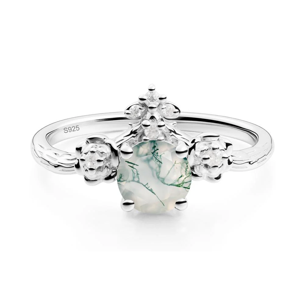 Floral Inspired Moss Agate Statement Ring - Image 6