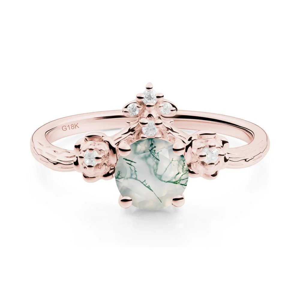 Floral Inspired Moss Agate Statement Ring - Image 8