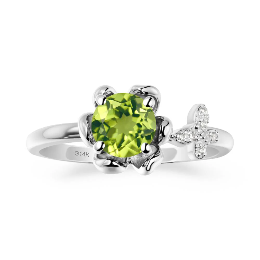 Floral Inspired Peridot Ring with Butterfly