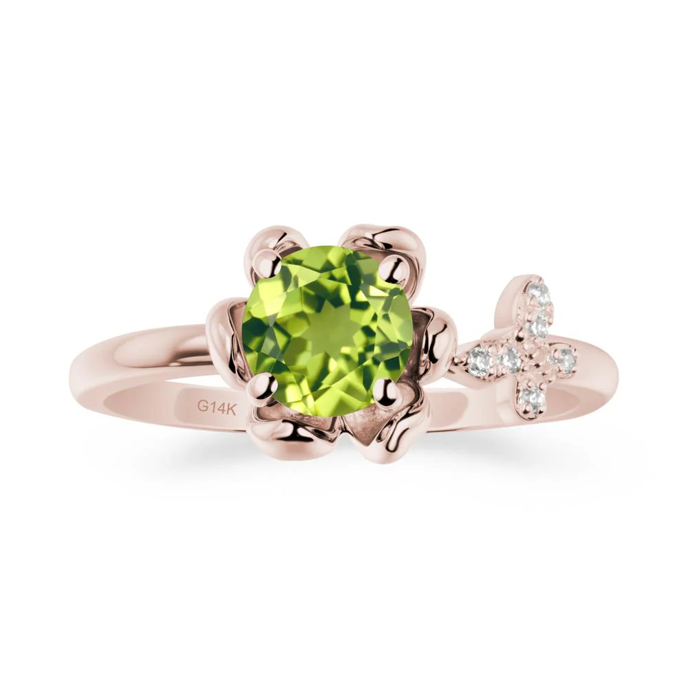 Floral Inspired Peridot Ring with Butterfly - Image 2