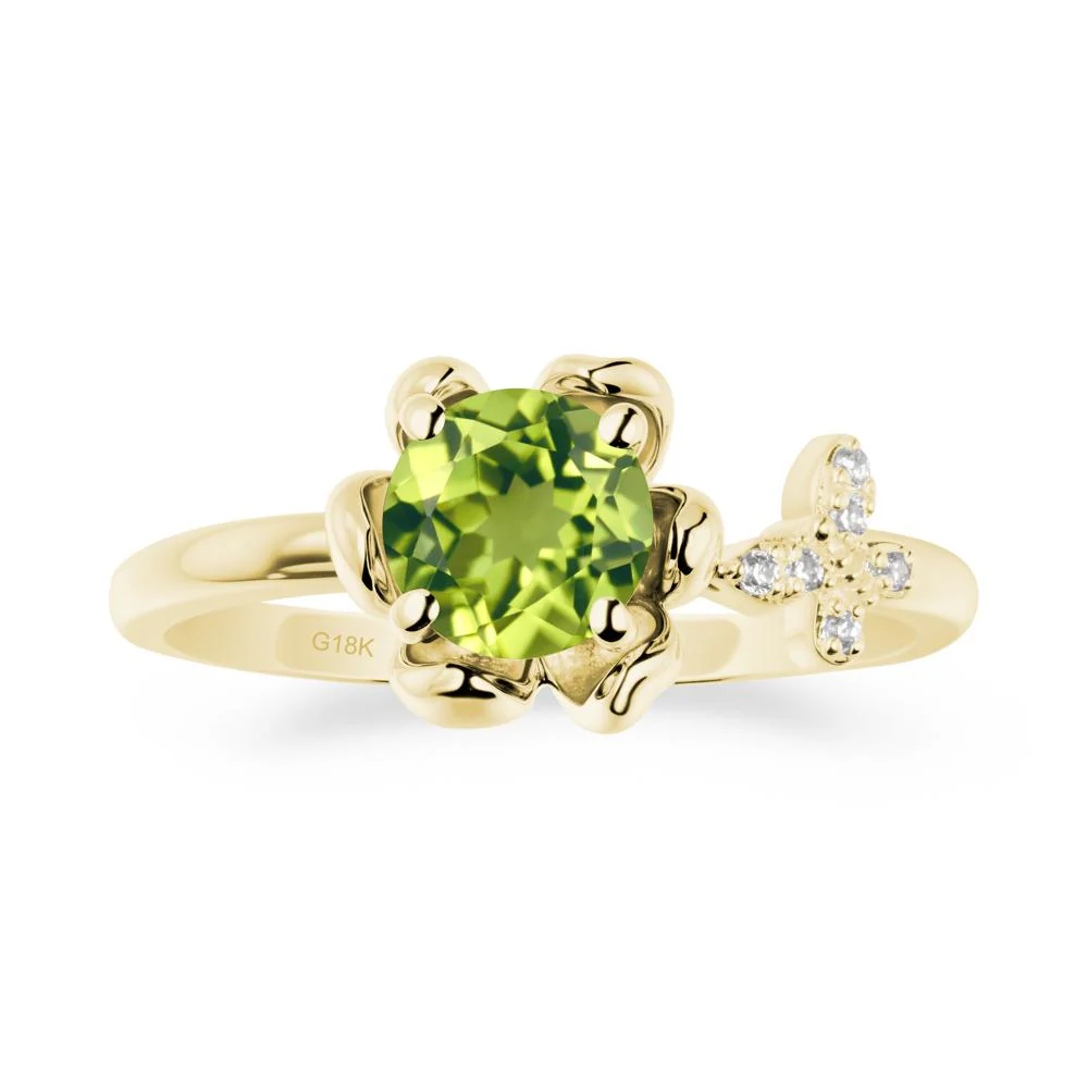 Floral Inspired Peridot Ring with Butterfly - Image 6