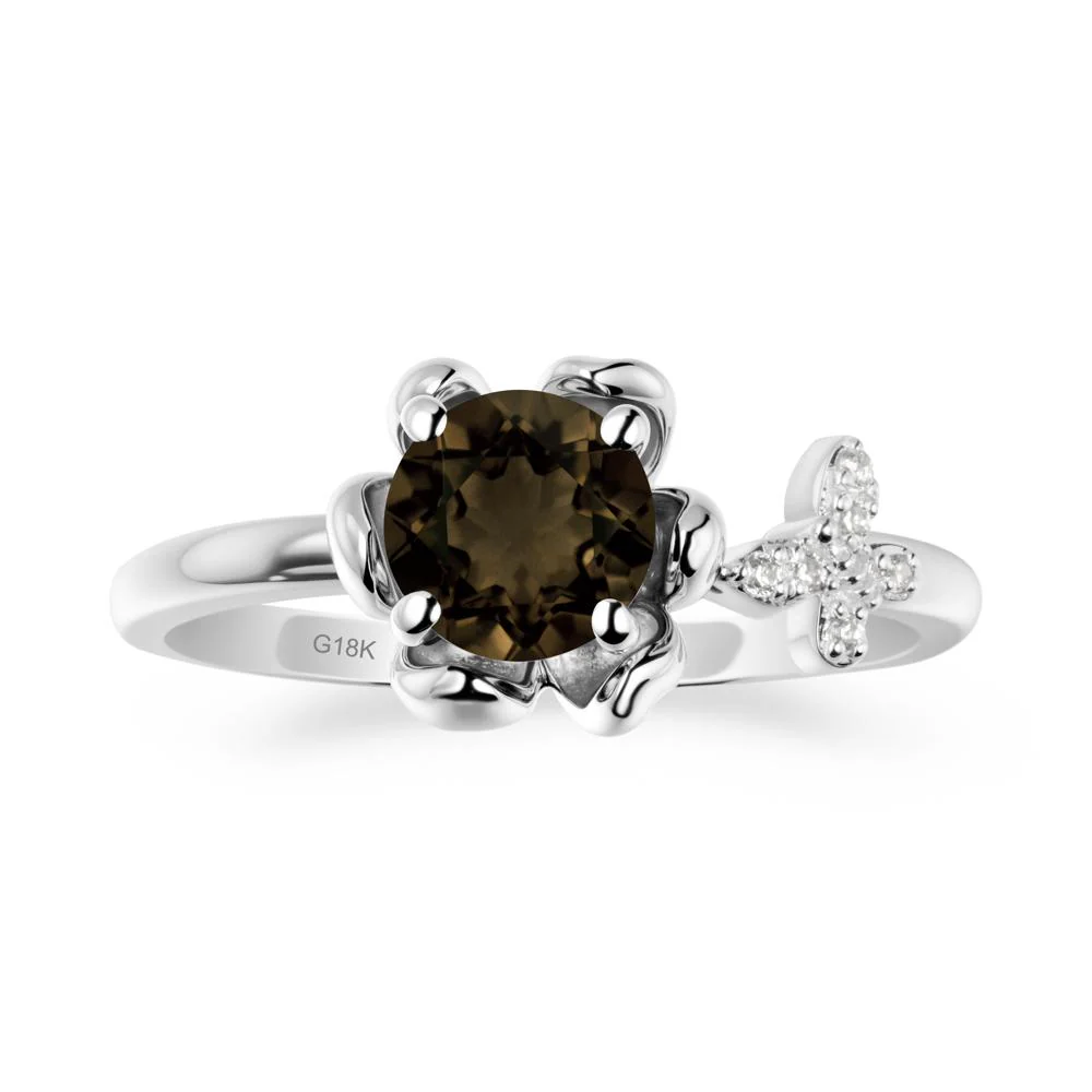 Floral Inspired Smoky Quartz Ring with Butterfly - Image 5