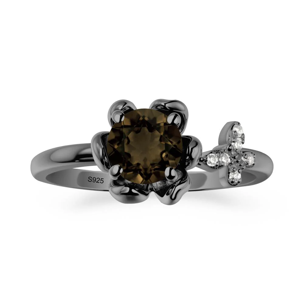 Floral Inspired Smoky Quartz Ring with Butterfly - Image 7