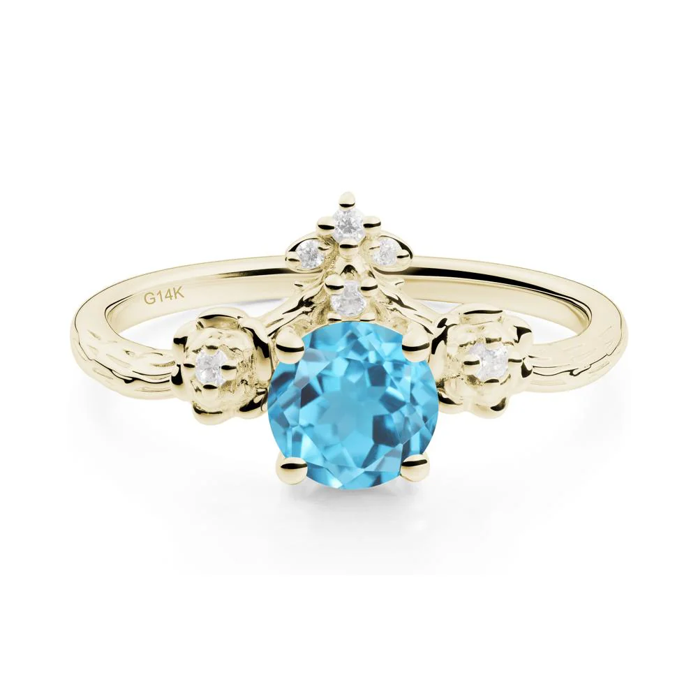 Floral Inspired Swiss Blue Topaz Statement Ring - Image 4