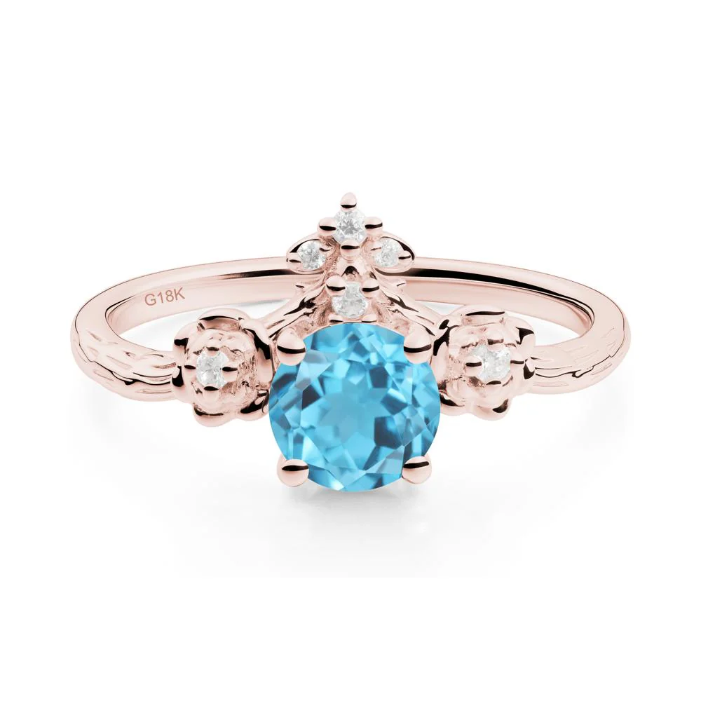 Floral Inspired Swiss Blue Topaz Statement Ring - Image 8