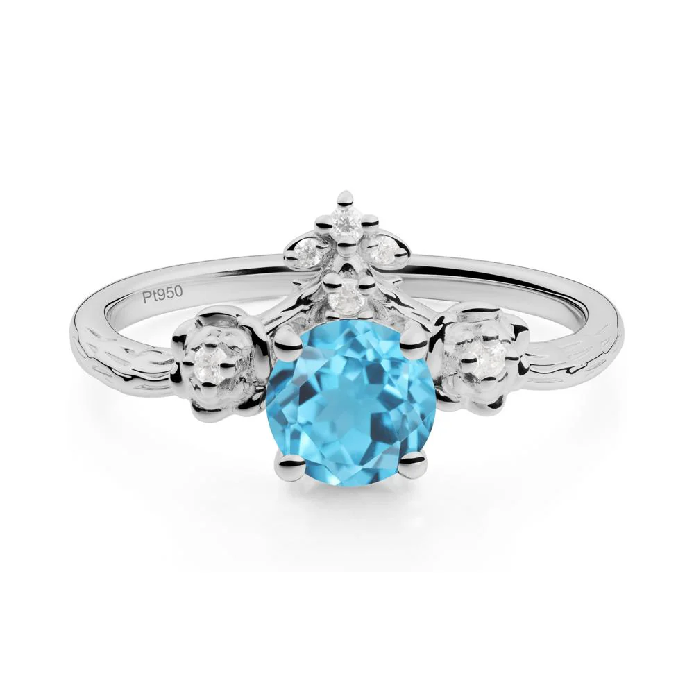 Floral Inspired Swiss Blue Topaz Statement Ring - Image 9