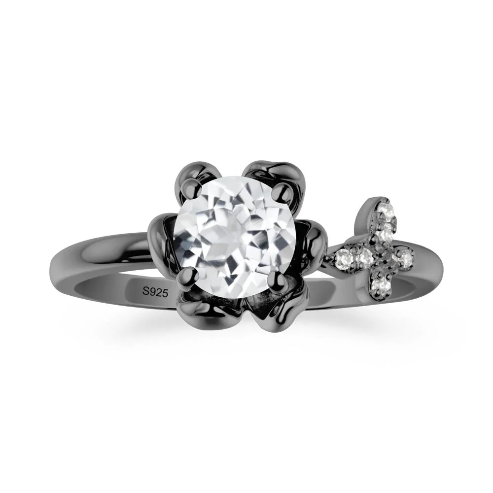 Floral Inspired White Topaz Ring with Butterfly - Image 8